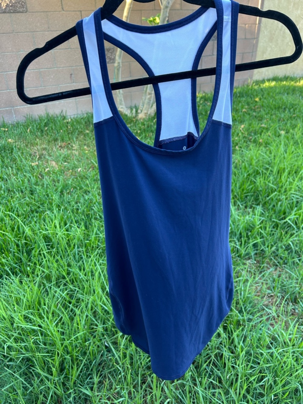 Athleta Navy and Light Blue Racerback Swim Coverup Tank